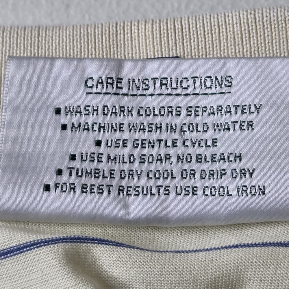 Vtg Masters Augusta National Golf Yellow Blue Striped Polo Shirt Mens SZ L Logo - Picture 10 of 10